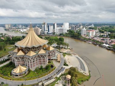 Kuching, Sarawak / Malezya - 8 Mart 2020: Şehrin Tarihi Binaları ve Turist Çekim Alanları