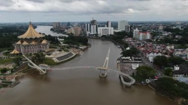 Kuching, Sarawak / Malezya - 8 Mart 2020: Şehrin Tarihi Binaları ve Turist Çekim Alanları