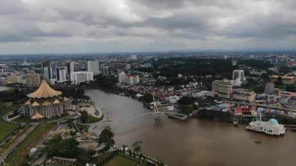 Kuching Sarawak Malesia Marzo 2020 Gli Edifici Storici Aree Attrazione — Video Stock