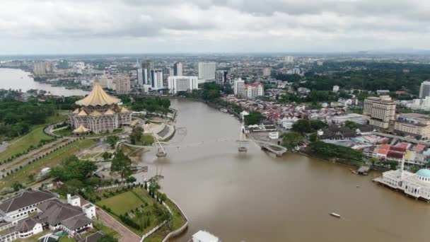 Kuching Sarawak Μαλαισία Μαρτίου 2020 Κτίρια Ορόσημο Και Τουριστικές Περιοχές — Αρχείο Βίντεο