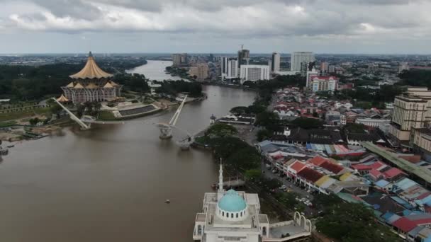 Kuching Sarawak Malezja Marca 2020 Zabytkowe Budynki Atrakcje Turystyczne Miasta — Wideo stockowe