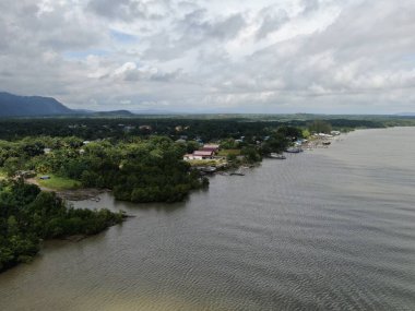 Telaga Air, Sarawak / Malezya - 15 Mart 2020: Telaga Air 'in Güzel Balıkçı Köyü