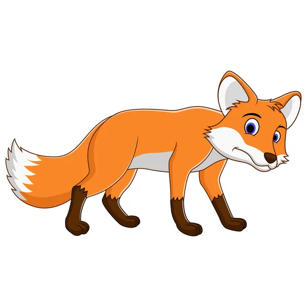 Ilustracja Cute Fox Kreskówka Białym Tle — Wektor stockowy