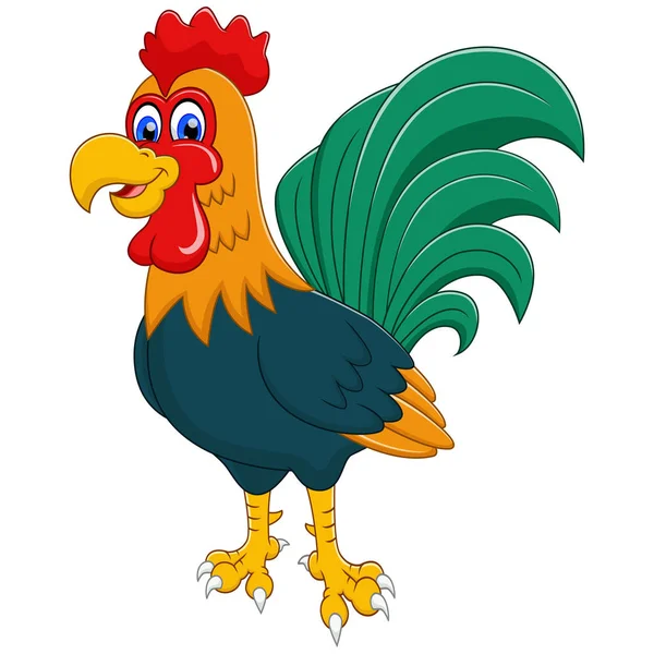 Aanbiddelijke Rooster Cartoon Illustratie — Stockvector