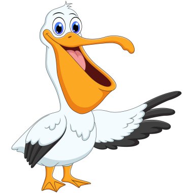 karikatür pelican kanatları ile sunulması