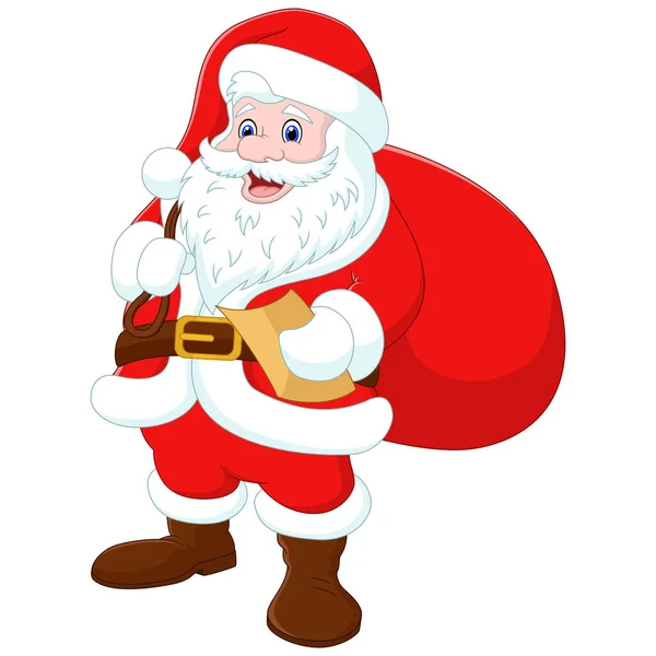Santa Claus Con Una Bolsa Sobre Fondo Blanco Vector de stock