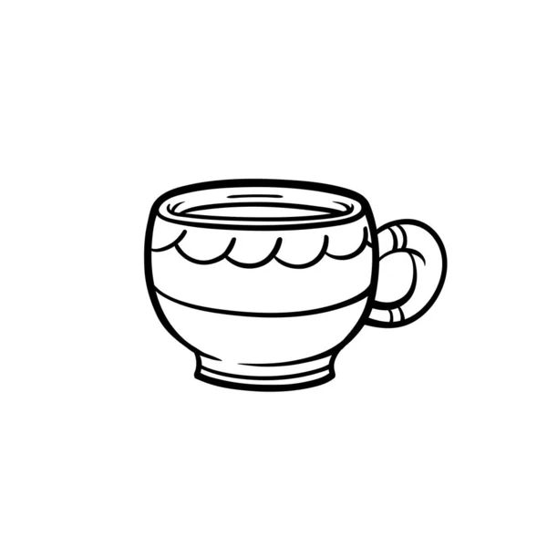 Рука Намальована Векторна Столова Ілюстрація Чашки Чаю Білому Ізольовані Симпатична — стоковий вектор