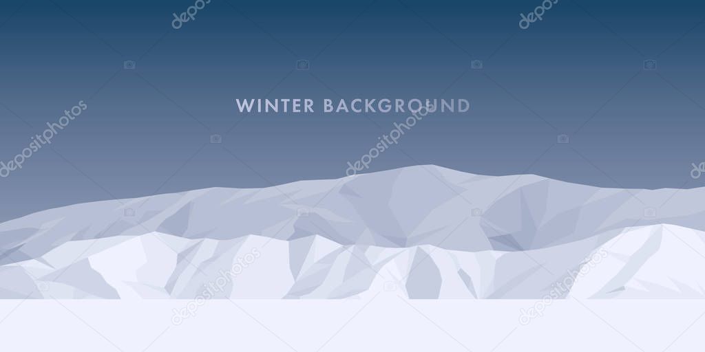 Winter backdrop mountain landscape vector illustration. Monochrome stock vector illustration. Mountain range in cloudy day vector background.