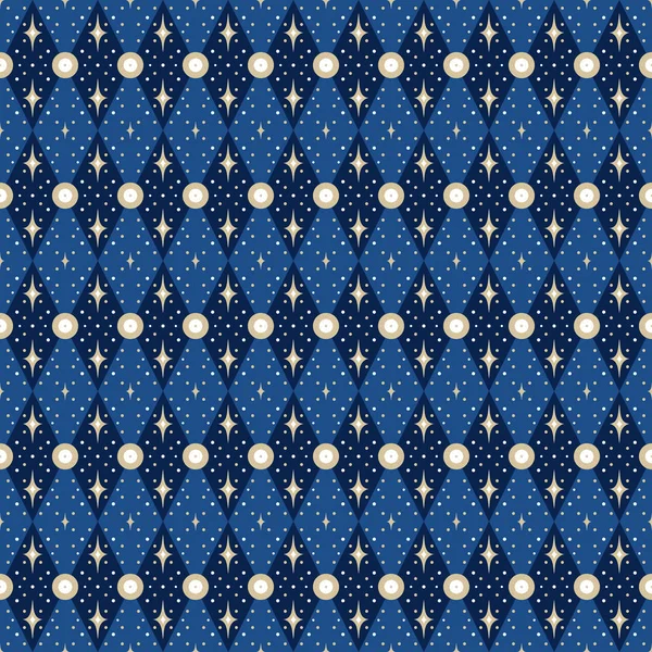 Bleu Abstrait Fond Sans Couture Avec Des Étoiles Losanges Des — Image vectorielle