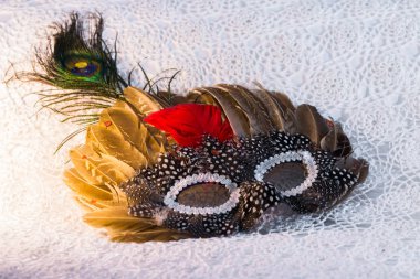 Noel kadın karnaval maskesi tüylü bir tatil ve gizem ve bilmeceler karnaval sembolü