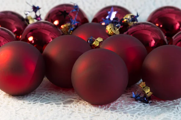 Christmas red ball Christmas tree closeup — Stock Photo, Image