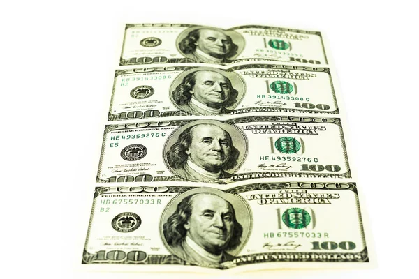 Dólares estadounidenses - billetes de 100 dólares — Foto de Stock