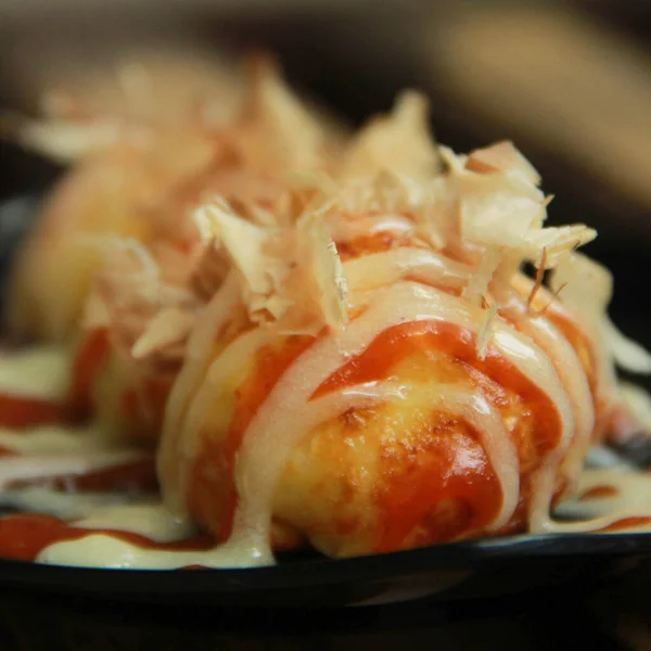 Fatto Casa Fresco Delizioso Giapponese Cibo Takoyaki — Foto Stock