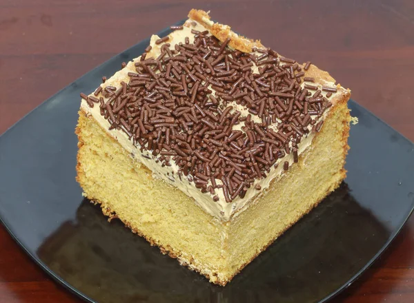 Kremalı Çikolatalı Peynirli Yapımı Lezzetli Kek — Stok fotoğraf