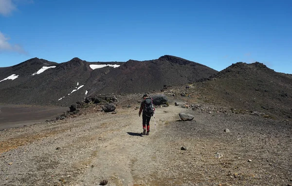 Tongariro Zéland 2019 December Emberek Trekking Tongariro Alpine Crossing Nál — Stock Fotó