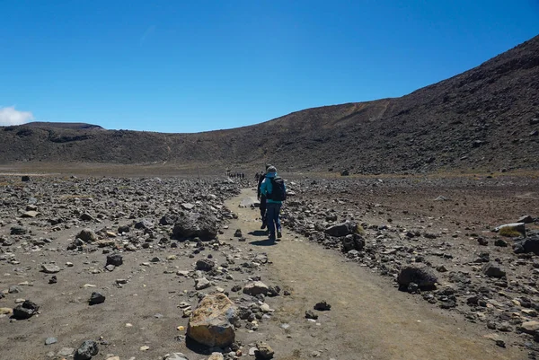 Tongariro Zéland 2019 December Emberek Trekking Tongariro Alpine Crossing Nál — Stock Fotó