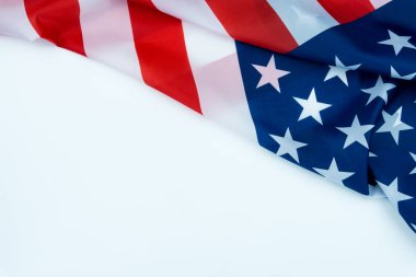 Beyaz arka planda Amerikan bayrağı. Usa Anma Günü için, Vete