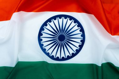 Hint Bağımsızlığı için beyaz arka planda ulusal Hindistan bayrağı