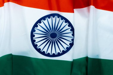 Hint Bağımsızlığı için beyaz arka planda ulusal Hindistan bayrağı