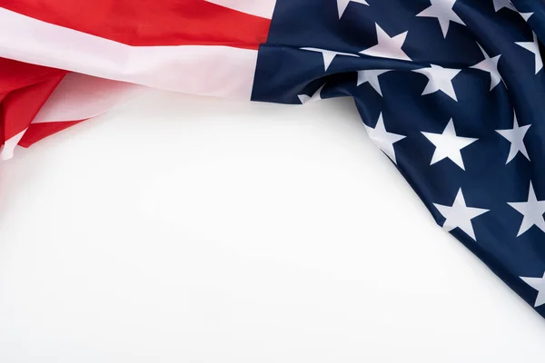 Bandera Estadounidense Sobre Fondo Blanco Por Usa Memorial Day Presidents —  Fotos de Stock