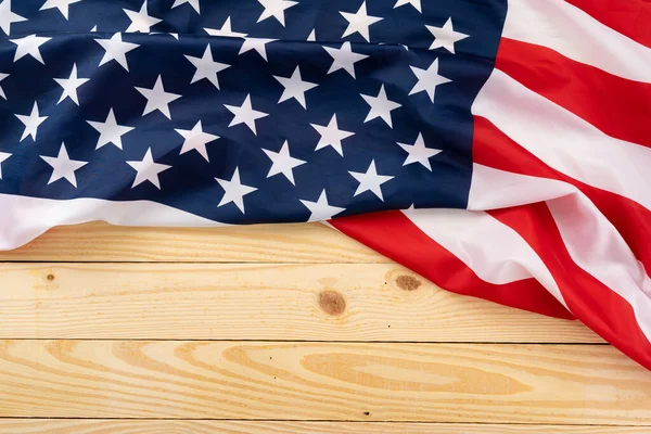 Bandiera Americana Sfondo Legno Usa Memorial Day Presidents Day Veterans — Foto Stock