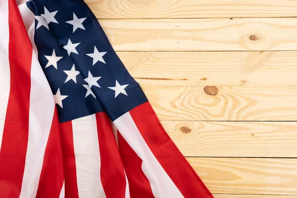 Американский Флаг Деревянном Фоне Празднование Дня Памяти Президента Сша Дня — стоковое фото