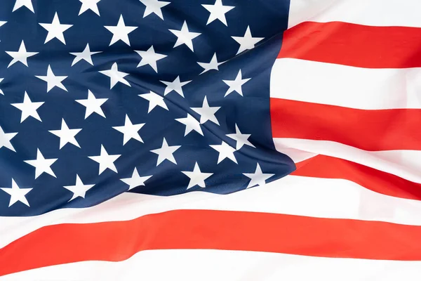 白地にアメリカ国旗 アメリカの記念日 大統領の日 退役軍人の日 労働者の日 独立または7月4日のお祝いのために トップ表示 テキストのコピースペース — ストック写真