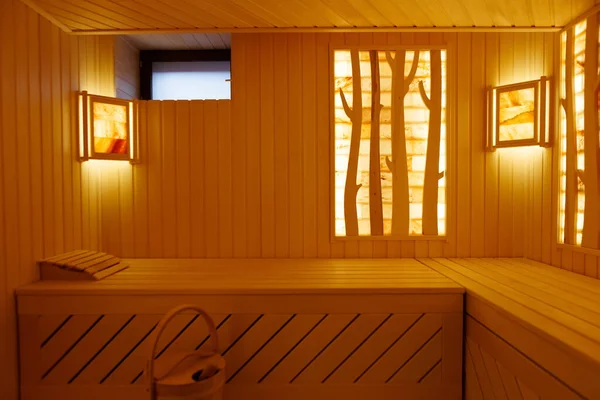 Sehr Heißes Russisches Bad Innenraum Warmen Farben Die Wände Innenraum — Stockfoto