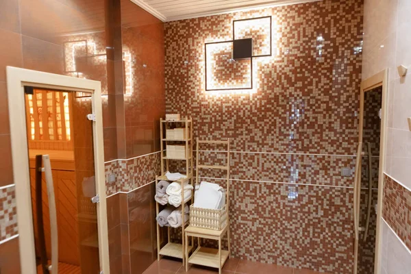 Das Innere Der Umkleidekabine Der Eingang Zum Russischen Badehaus Ein — Stockfoto