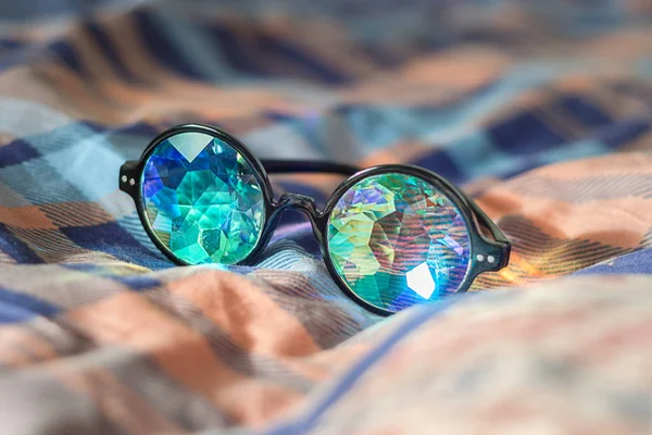 Round glasses with kaleidoscope glasses — Stock Photo, Image