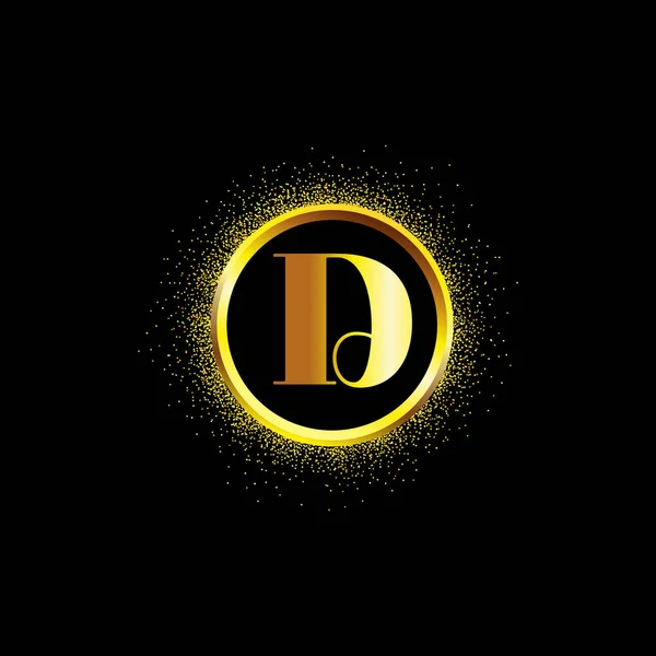 Ícone Ouro Carta Meio Anel Faísca Dourada Sinal Logotipo Com — Vetor de Stock