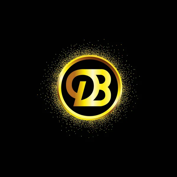 Ícone Dourado Letra Meio Anel Dourado Faísca Logotipo Sinal Com — Vetor de Stock