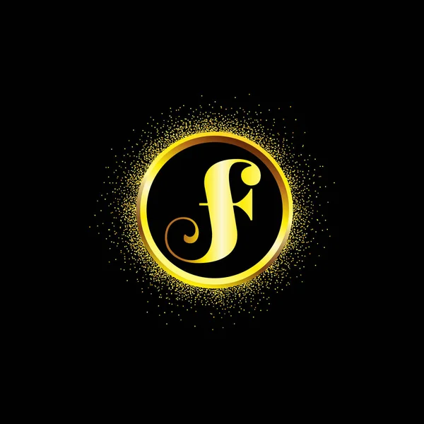 Altın Kıvılcım Yüzüğünün Ortasındaki Harfi Altın Ikonu Boş Merkezli Logosu — Stok Vektör