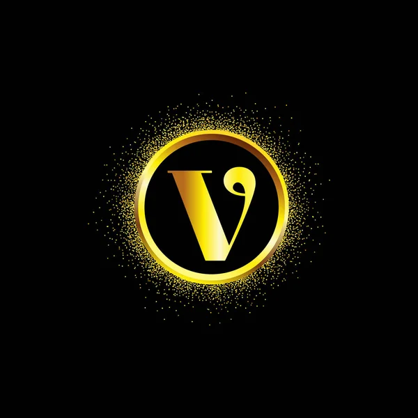 Litera Złota Ikona Środku Złotego Pierścienia Iskrowego Znak Logo Pustym — Wektor stockowy