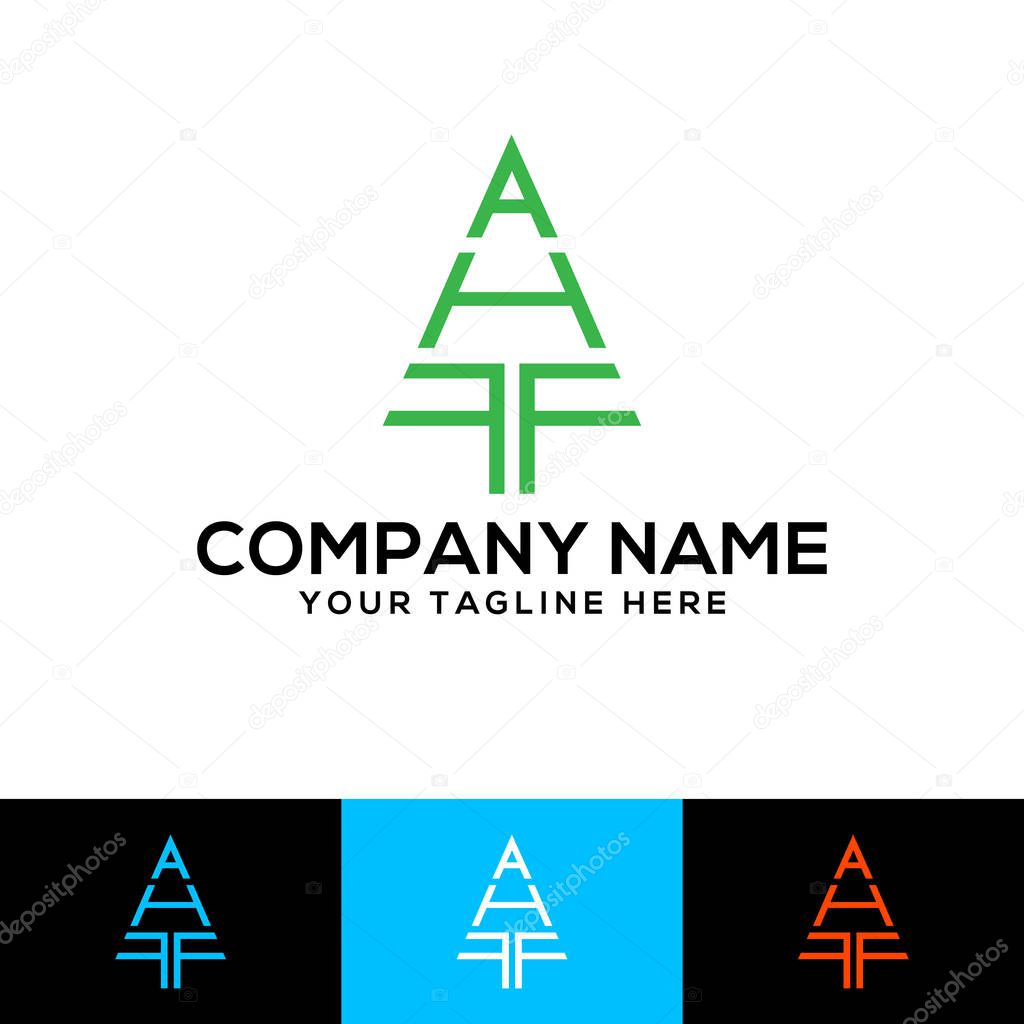 AHF tree shape letter logo design. A H F letter icon. AHF vector logo design.