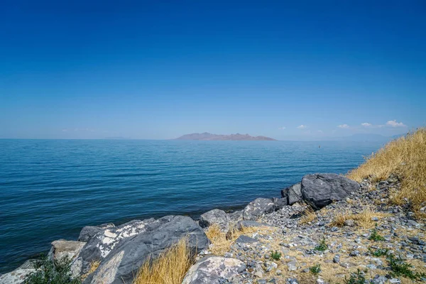 Great Salt Lake Utah Largest Saltwater Lake Western Hemisphere Far — Stock Photo, Image