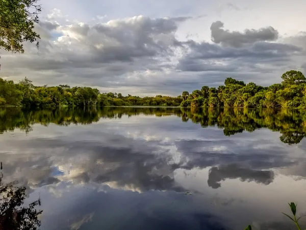 Calm Waters Myakka River Southwest Florida Reflecting Clouds — Stock Photo, Image