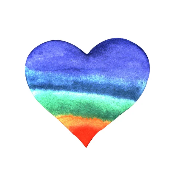 Εικονογράφηση Ακουαρέλας Ζωγραφισμένο Στο Χέρι Ένα Ουράνιο Τόξο Καρδιά Λευκό — Φωτογραφία Αρχείου