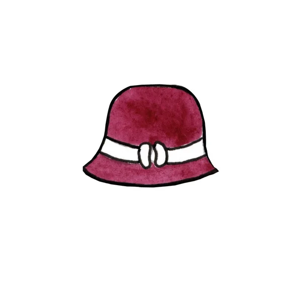 Illustrazione Acquerello Dipinto Mano Cappello Bordeaux Sfondo Bianco — Foto Stock