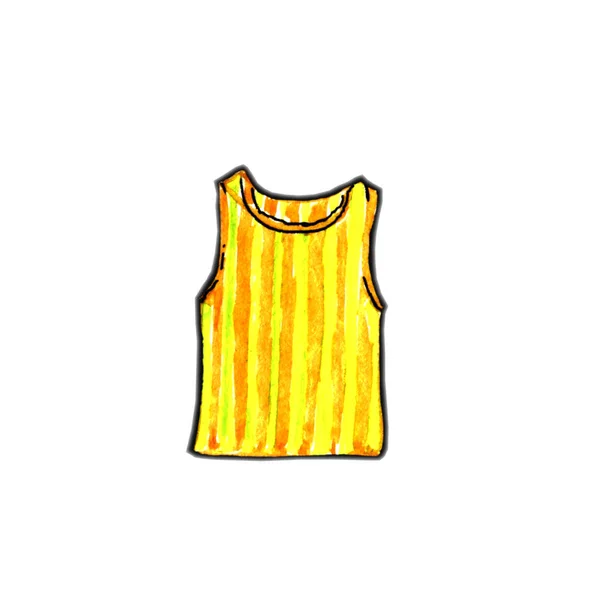 Ilustracja Akwareli Ręcznie Malowane Jedna Żółta Koszulka Paski Białym Tle — Zdjęcie stockowe