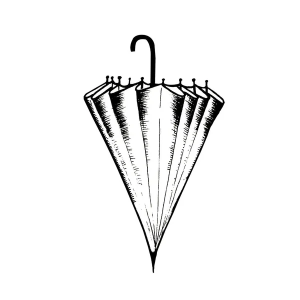 Kalem Çizimi Boyası Beyaz Arkaplanda Katlanmış Bir Şemsiye — Stok fotoğraf