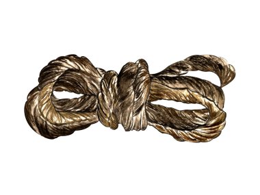 Suluboya çizimi. El boyası. Beyaz arkaplanda keten halatın izole edilmiş hali..