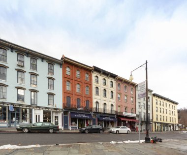 Kingston, Ny / ABD - 15 Aralık 2019: Rondoutwest Strand Tarihi Bölgesi Manzarası