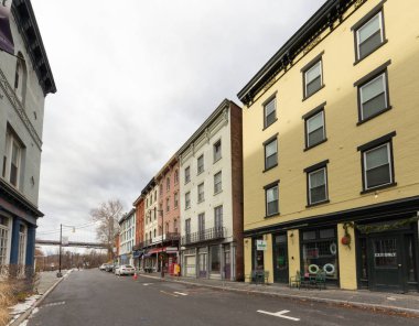 Kingston, Ny / ABD - 15 Aralık 2019: Rondoutwest Strand Tarihi Bölgesi Manzarası