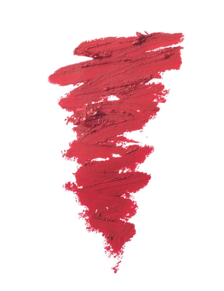 Czerwona szminka tekstury na białym tle z bliska — Zdjęcie stockowe
