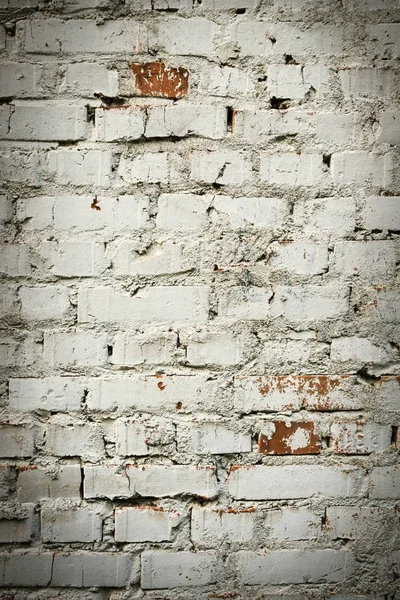 Old brick wall with white paint background texture close up — Stock Photo, Image