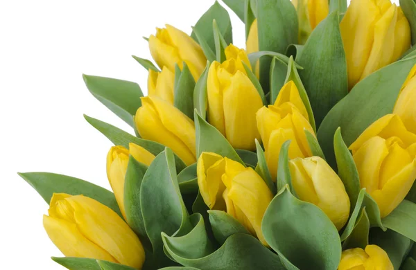 Bouquet Yellow Tulips Copy Space Spring Fresh Flowers Mockup Mothers — Stock Photo, Image