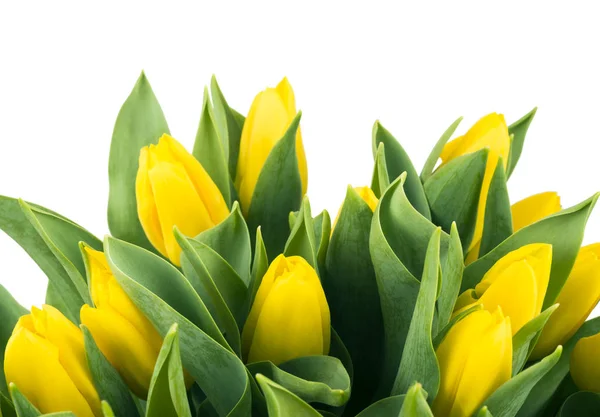 Bouquet Yellow Tulips Copy Space Spring Fresh Flowers Mockup Mothers — Stock Photo, Image