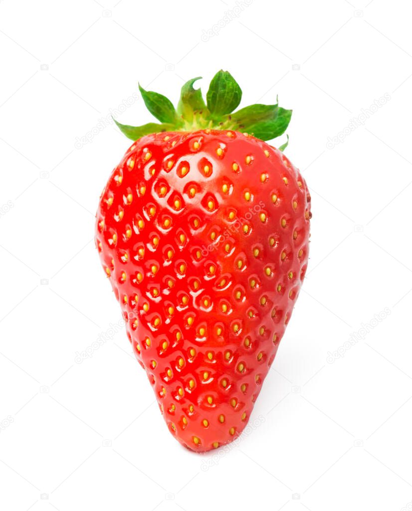 ripe strawberries with shadow on a white background