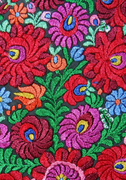 Multicolor floral hand embroidery pattern — Stock Photo, Image